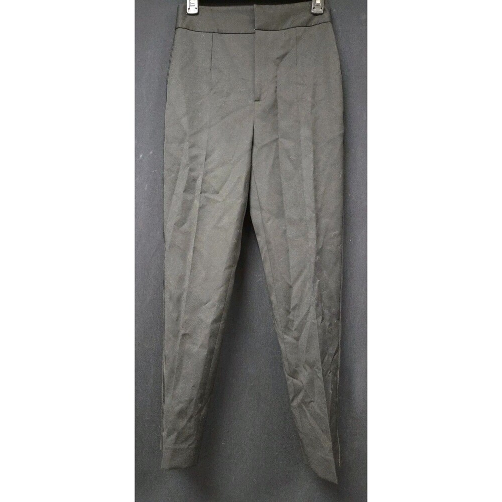 Lewit Womens Black Slim Ankle Pants Size 4 Tuxedo Stripe Zip Front